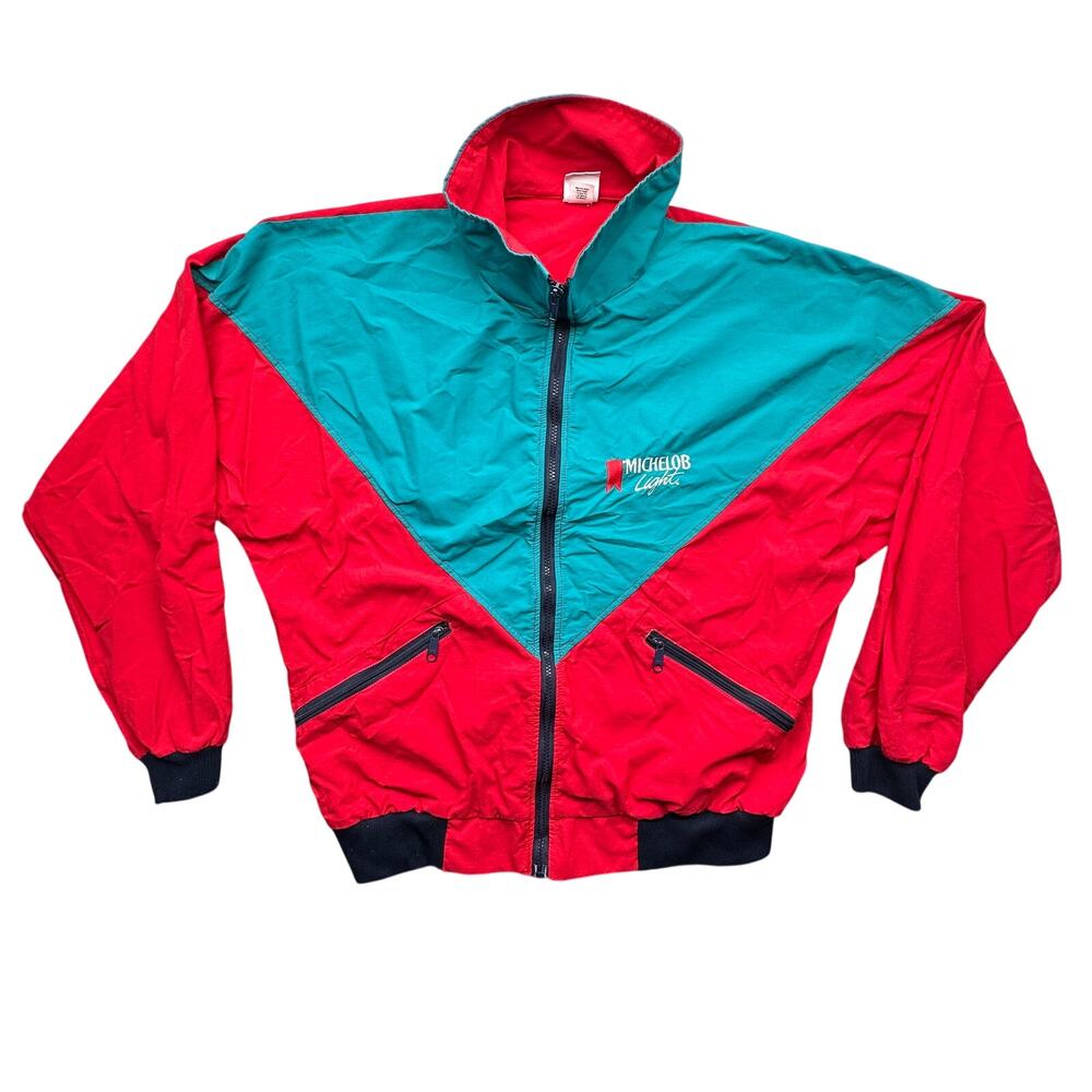 Vintage Michelob Light Flight Windbreaker Jacket Men XL Red Blue Bomber Employee
